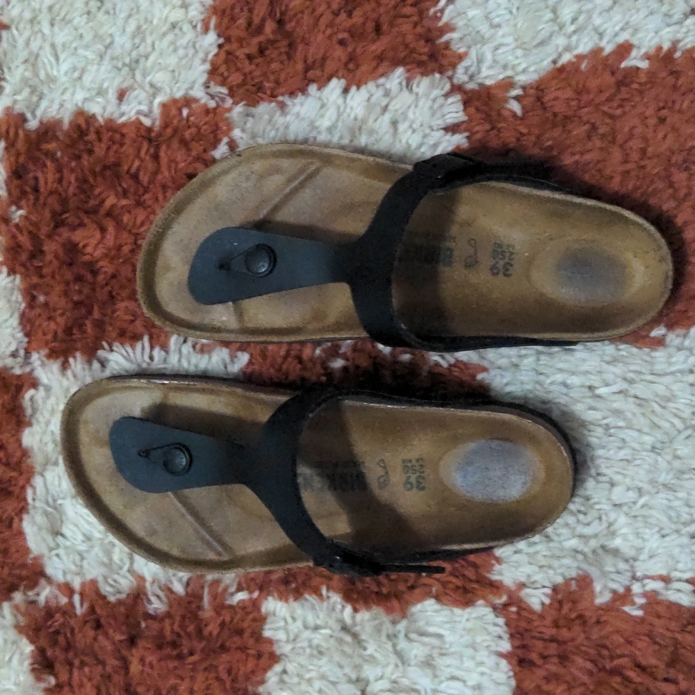 Birkenstock Gizeh Leather Thong Sandals Women's 39/8 Black